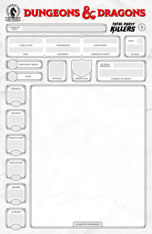 Dungeons & Dragons: Total Party Killers #1 (Cover E) (Blank Cover Character Sheet)