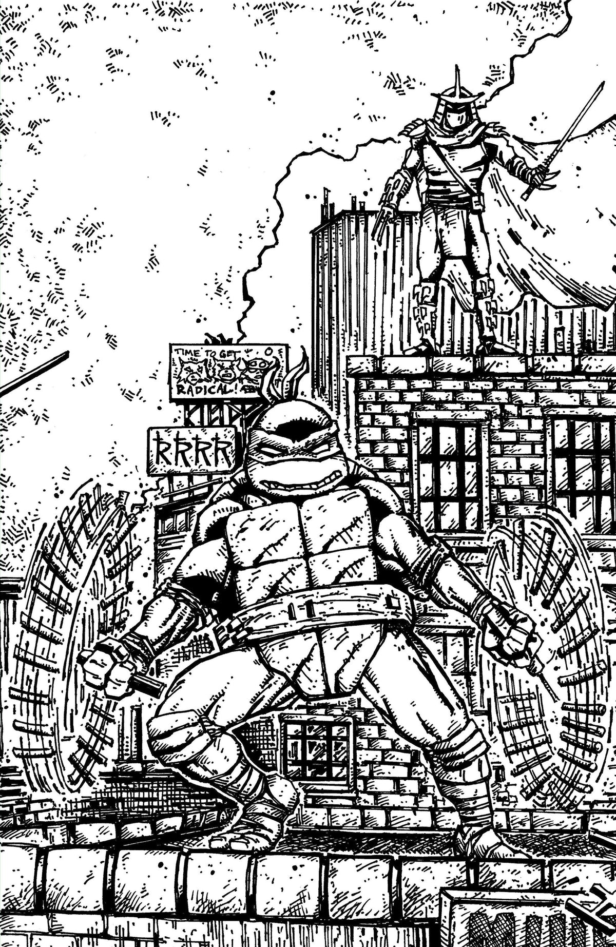 Teenage Mutant Ninja Turtles #23 Variant RI 1:10(Eastman & Bishop B&W Full Art)